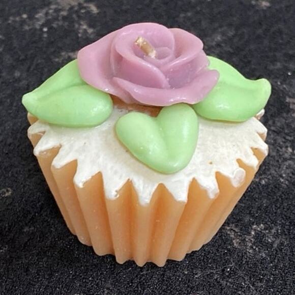 Vintage Carved Cupcake Candle Pink Green White Dessert sweets food - Picture 2 of 9